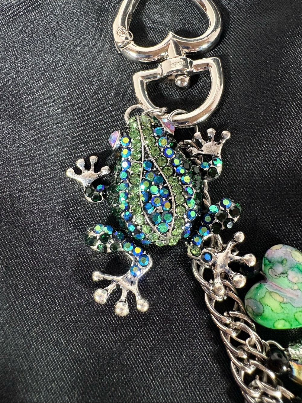 Green Crystal Frog Bag Charm Keychain - Picture 9 of 12
